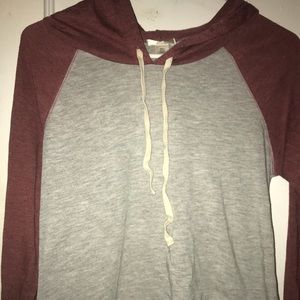 Red rust and grey hoodie crop top.